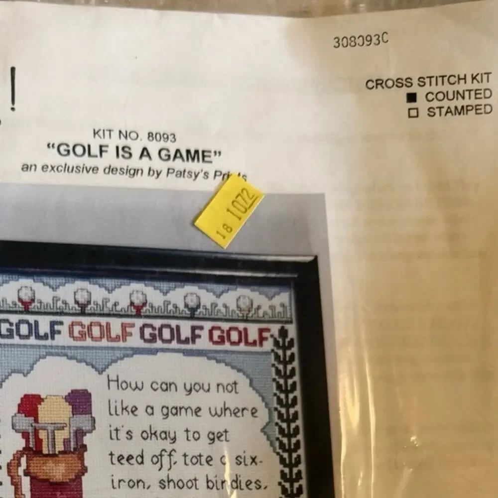 Happy Things Cross Stitch Kit • “Golf Is a Game” • 1998 • Sealed